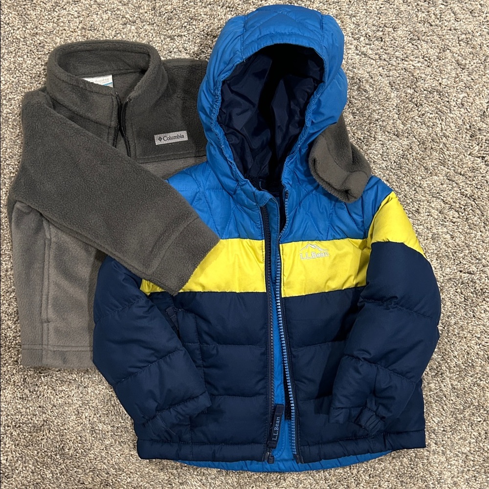 2T L.L. Bean Infants & Toddlers Feather Down Jacket & 2T Columbia Fleece Jacket